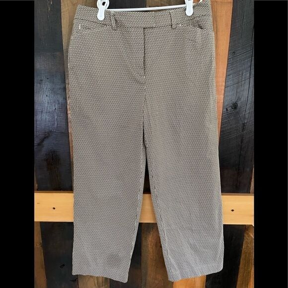 Talbots flat front crop print stretch pants, cotton and spandex blend, size 12. - Picture 1 of 5